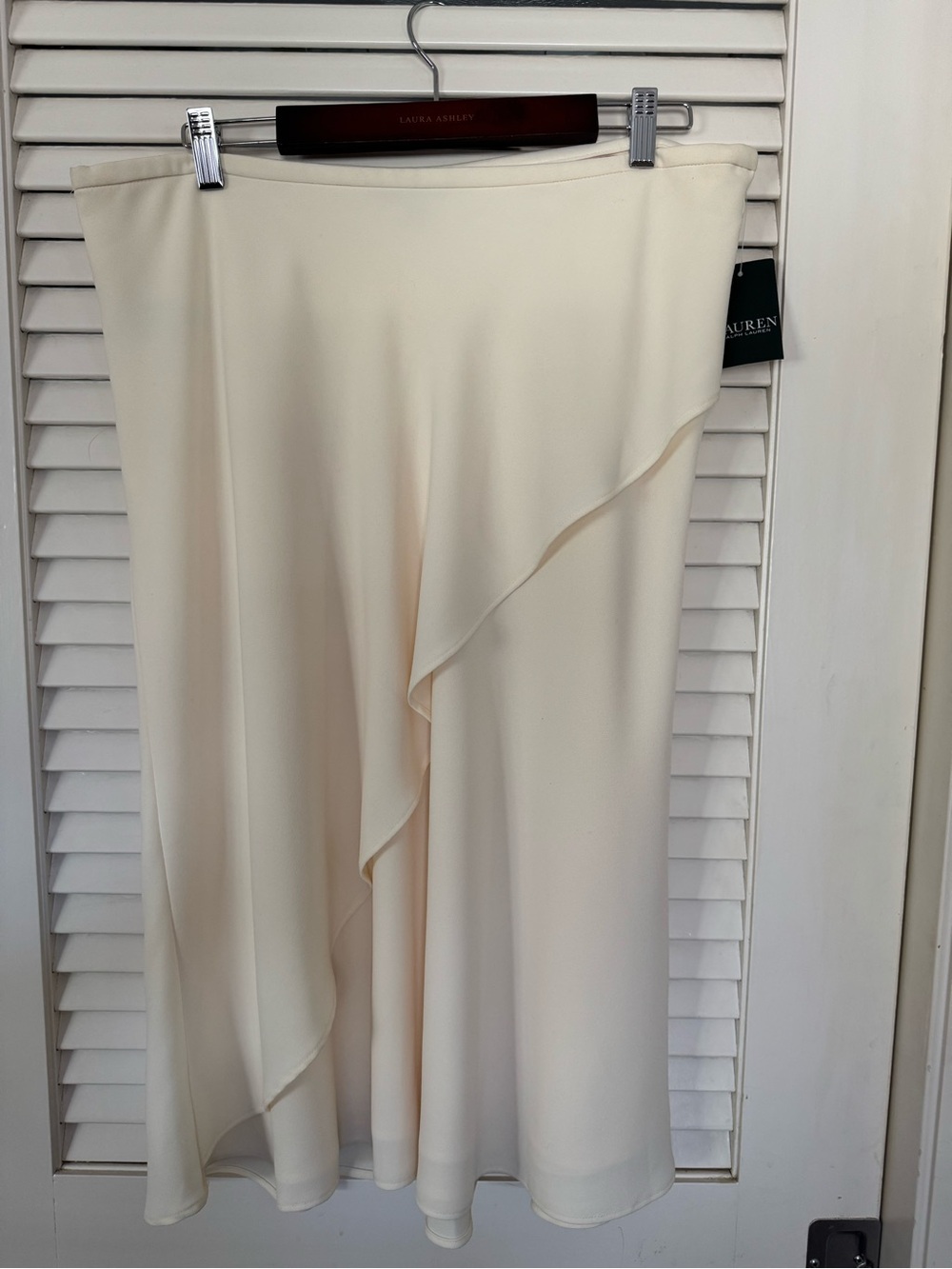Lauren Ralph Lauren Cream Cascade-Ruffle A-Line Skirt